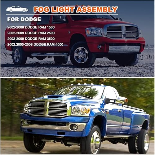 Miniatura 8 de Nixon Offroad Juego de luces antiniebla con bombillas halógenas para Dodge Ram 1500 Pickup 2002-2008  Dodge Ram 2500 35002002 y Dodge Ram 4000