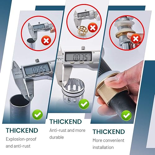 Miniatura 5 de RWF082C - Drenaje desplegable para fregadero de baño, con tapón de cesta desmontable, colador de drenaje antiexplosión y antiobstrucción, conjunto