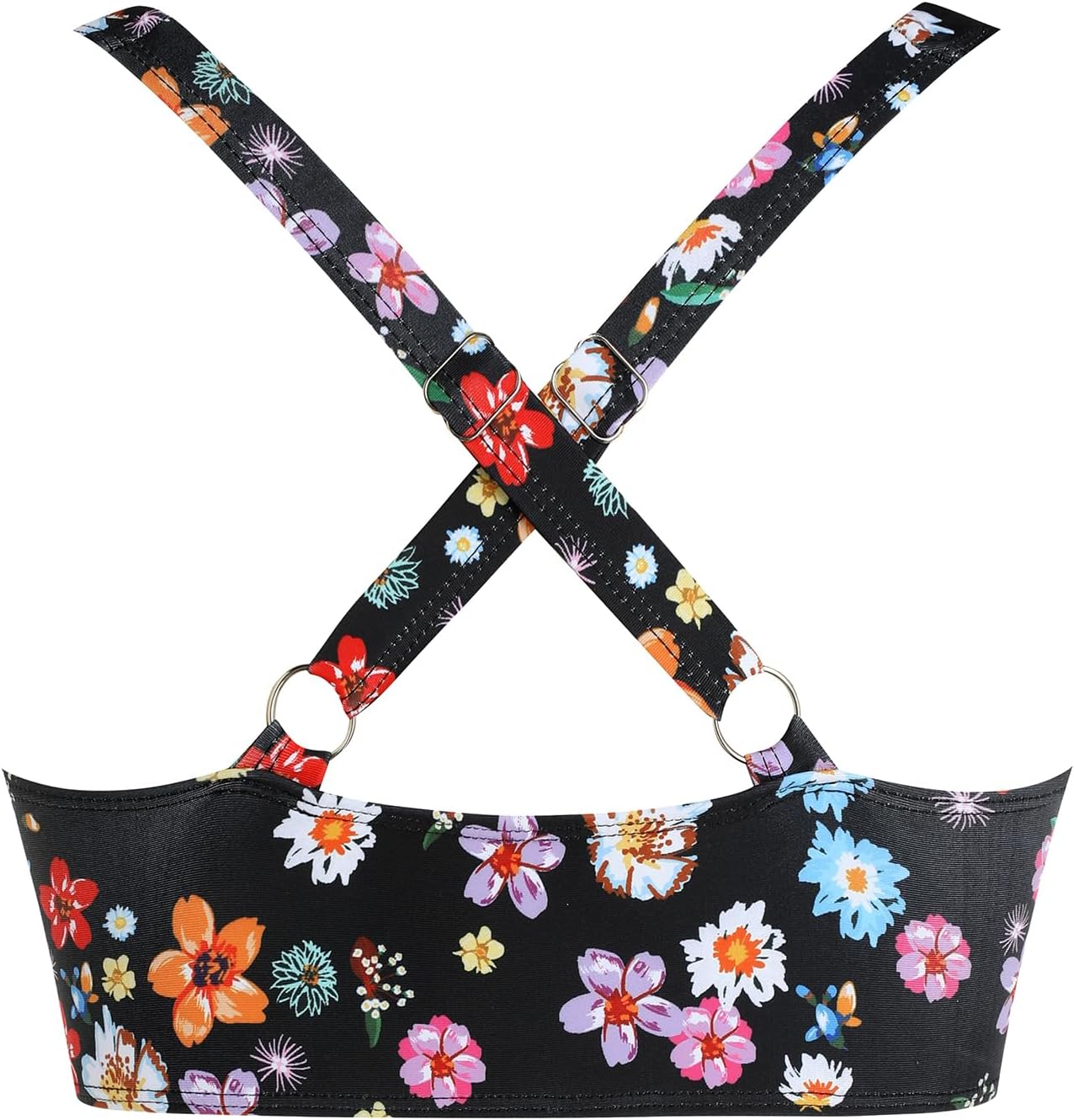 ZAFUL Women U-Wired Bikini Top Only- Ruched Cut Out Back-Cross Adjustable Straps Bathing Suit Top Only for Large Bust - Image 4