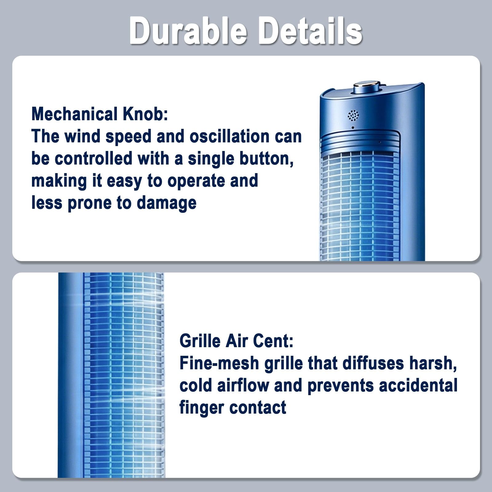 Ventilador Columna, Ventilador de Pie Silencioso, 30W, Oscilación de 80° | Ventiladores de Torre, 3 Velocidades, 3,6L, Refrigeración con Cristales de Hielo, para Hogar, Altura 100cm
