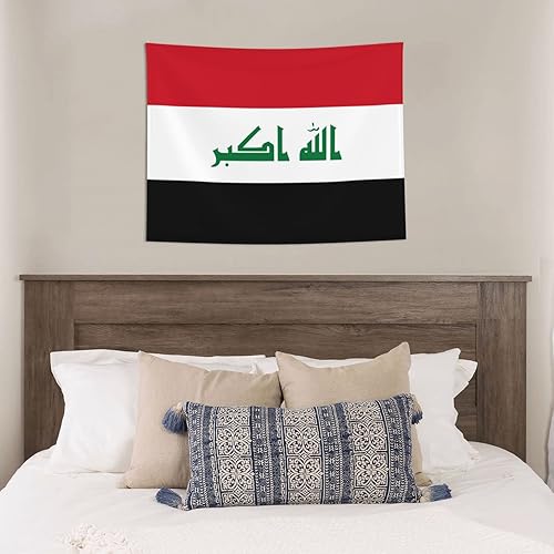 Miniatura 5 de Rqwaaed Tapiz de bandera de Irak adorna perfectamente la pared, 29 x 37 pulgadas