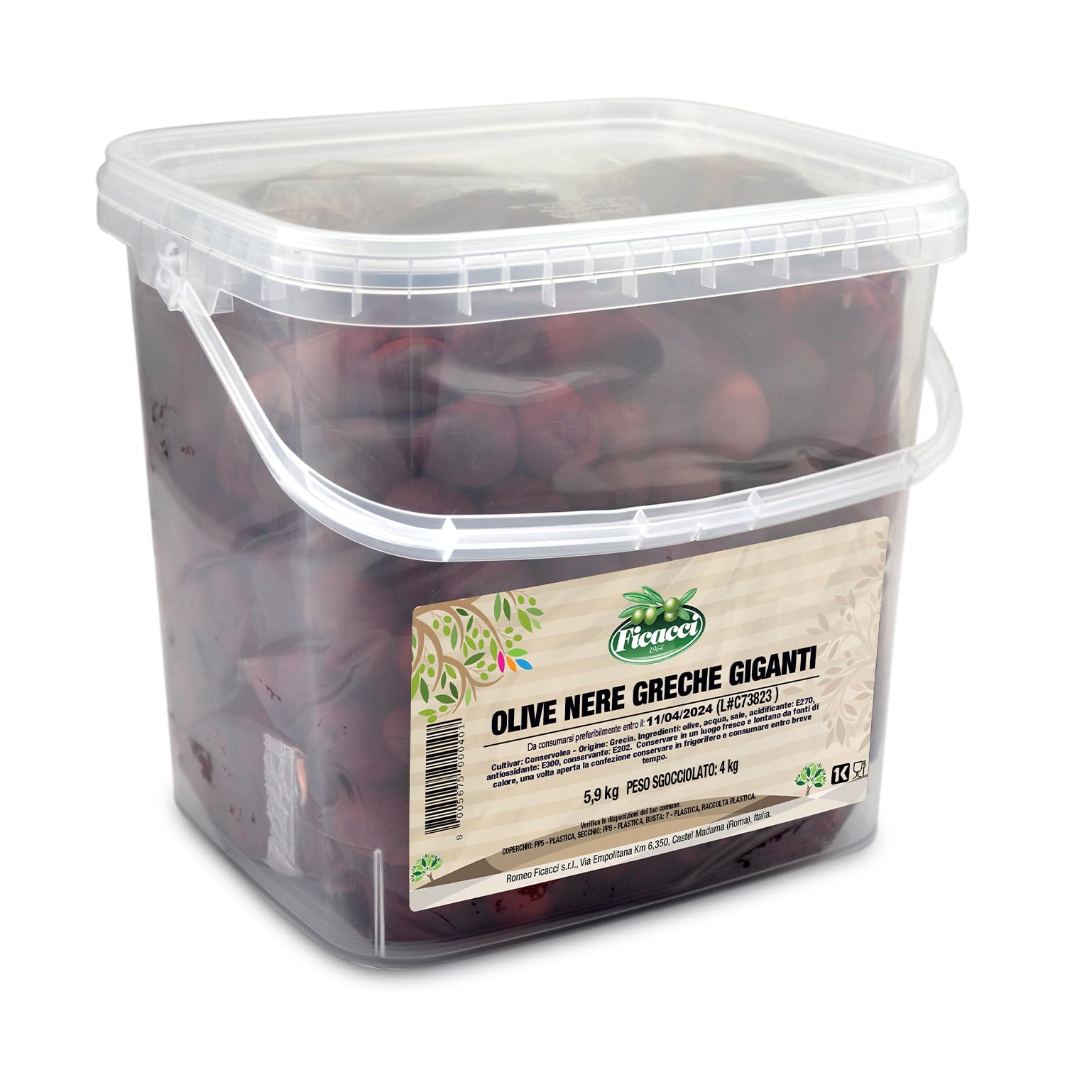 Ficacci - Olive Nere Greche In Salamoia 4Kg