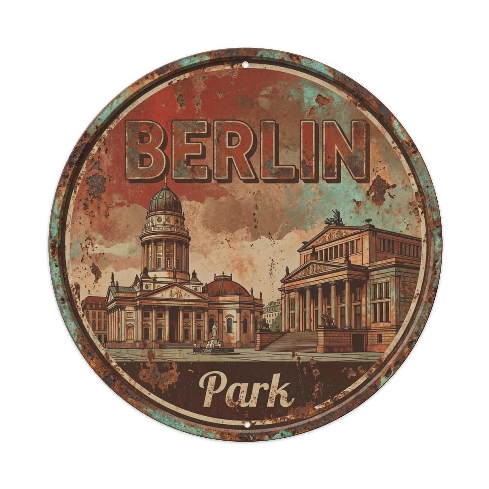 Vintage Travel Berlin Germany Square Metal Tin Sign