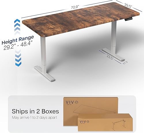 Vista 538 de VIVO DESK-KIT-1W6G - Escritorio eléctrico de pie de 60 x 24 pulgadas, ajuste de altura de memoria, serie 1B, parte superior de nogal oscuro de una