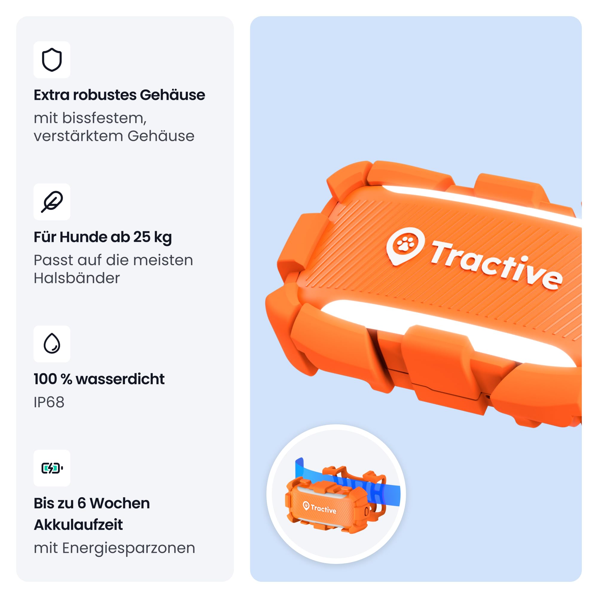 Tractive XL Adventure Smarter Hunde GPS Tracker | Modell 2026 | Großer Akku | Live-GPS-Ortung | Weglaufalarm & Gesundheitswarnungen | Überwachung der Vitalwerte | Empfohlen von Martin Rütter (Orange)