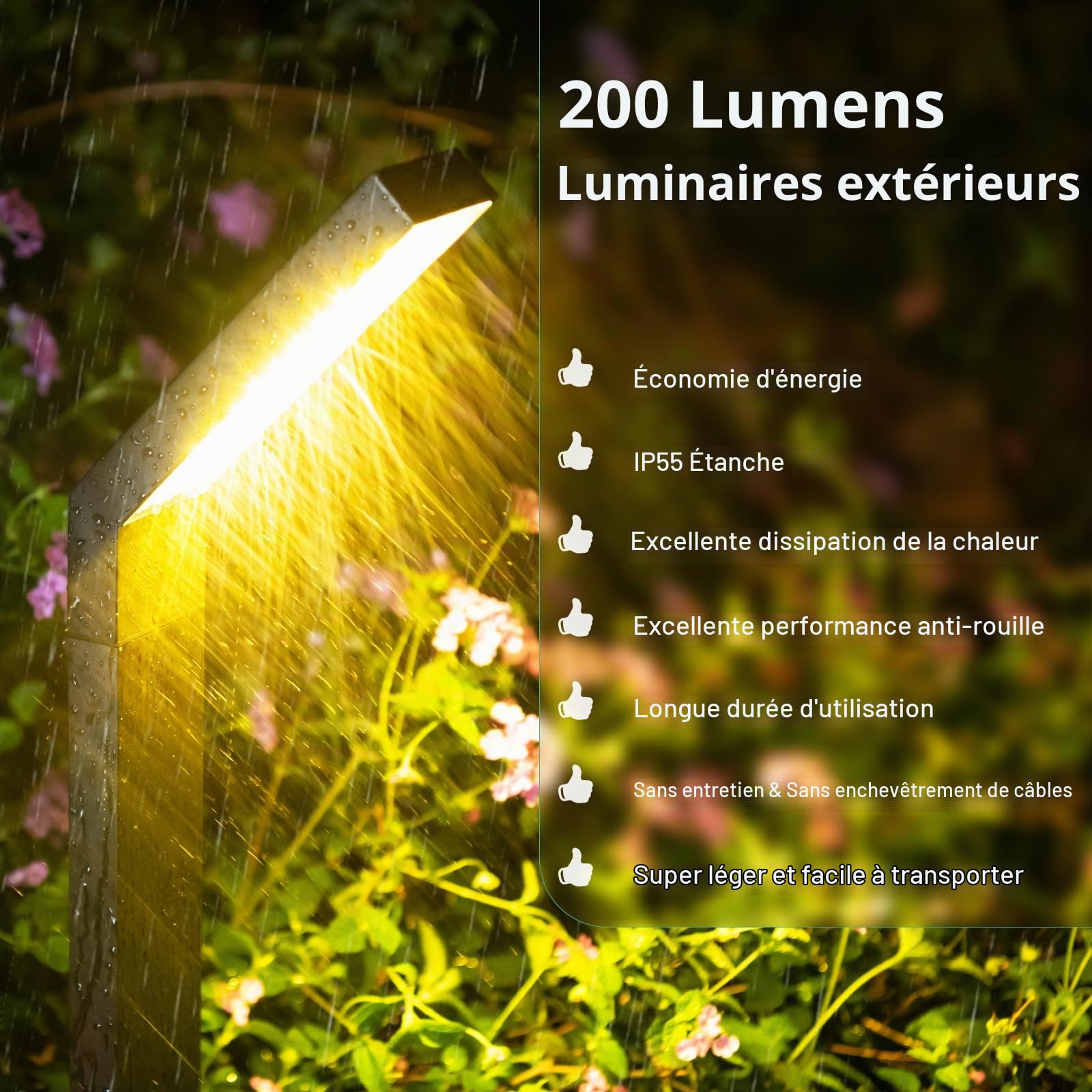 AGOTD Lampe Solaire Exterieur 20 LED Spot Solaire Extérieur Etanche IP55, Projecteur Solaire avec 3 Modes d’Éclairage au Sol pour Jardin Cour Allée Chemin - 4PCS
