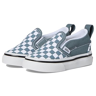 Vans Kids Slip On V (Infant/Toddler) Kids Shoes Color Theory Checkerboard Stormy Weather