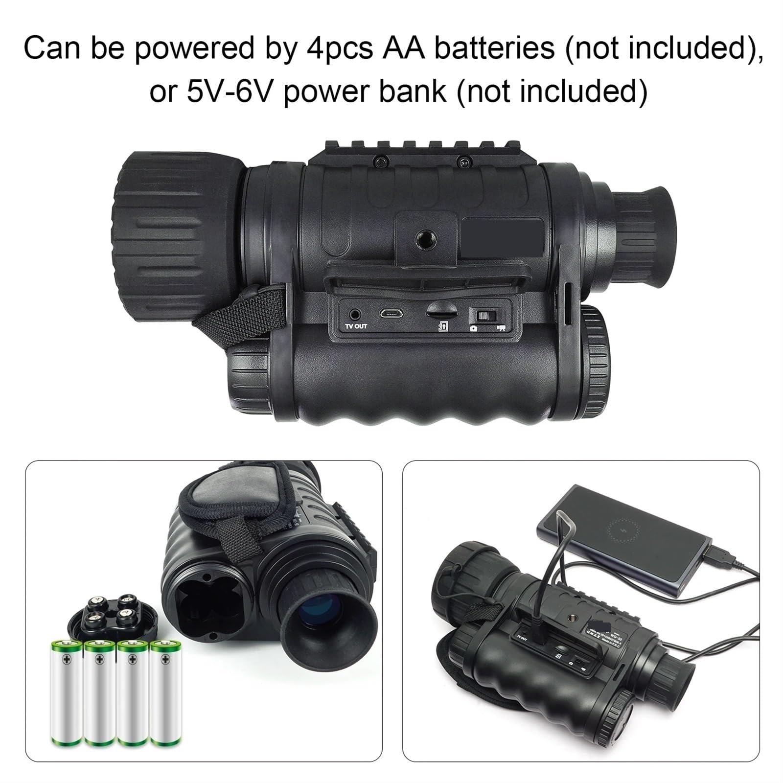 Alcance De VisióN Nocturna, WG-50 Plus IR visión nocturna Monocular visión nocturna 12MP Digital 5X Zoom telescopio de caza portátil alcance nocturno de 1150 pies con 64GB Para Vigilancia U Observació