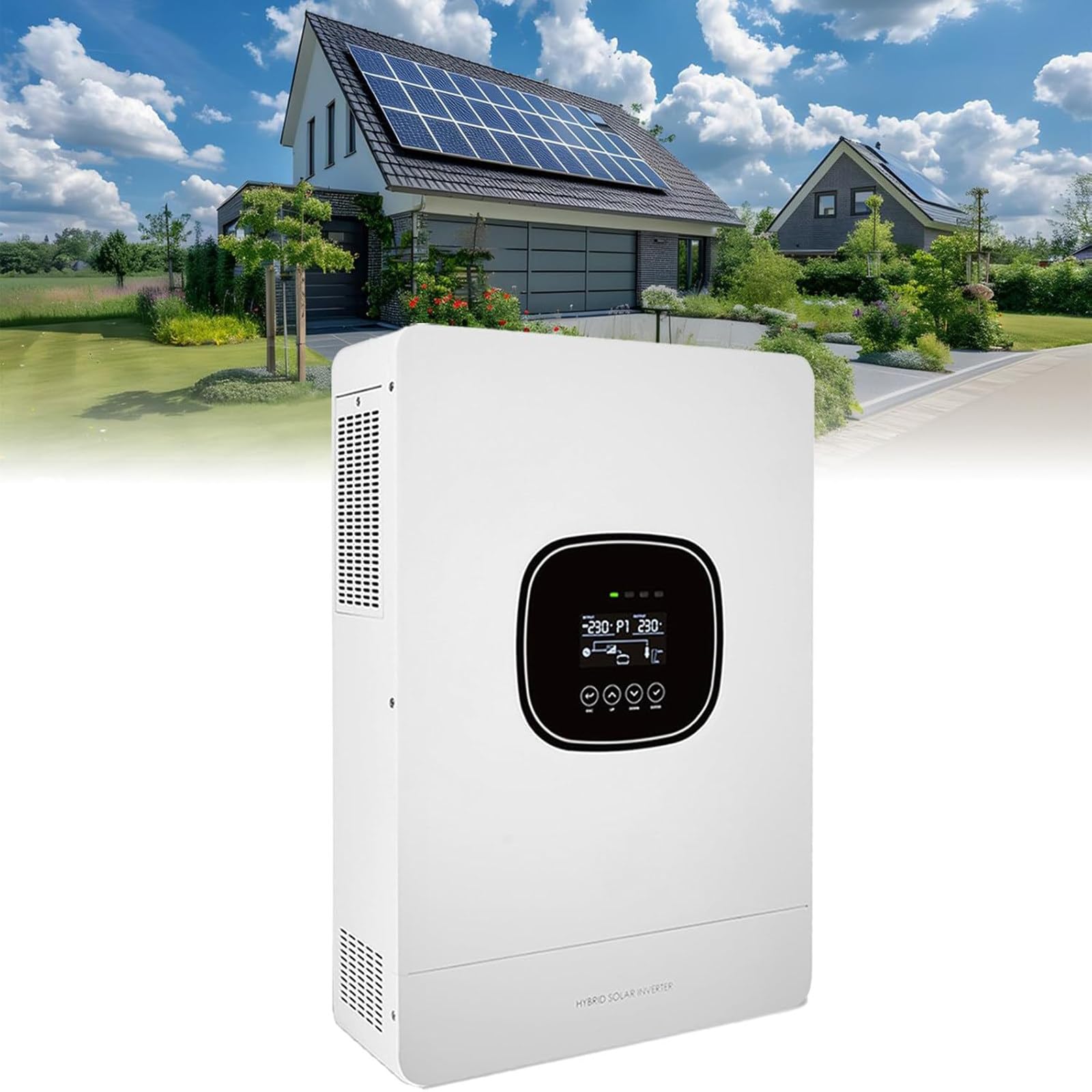 Inverter Solare Ibrido 3600W, Inverter 24V a Onda Sinusoidale Pura, Inverter/Caricatore Ibrido off Grid, Display LCD e Ventola a velocità Variabile, con Regolatore di Carica Solare MPPT 100A