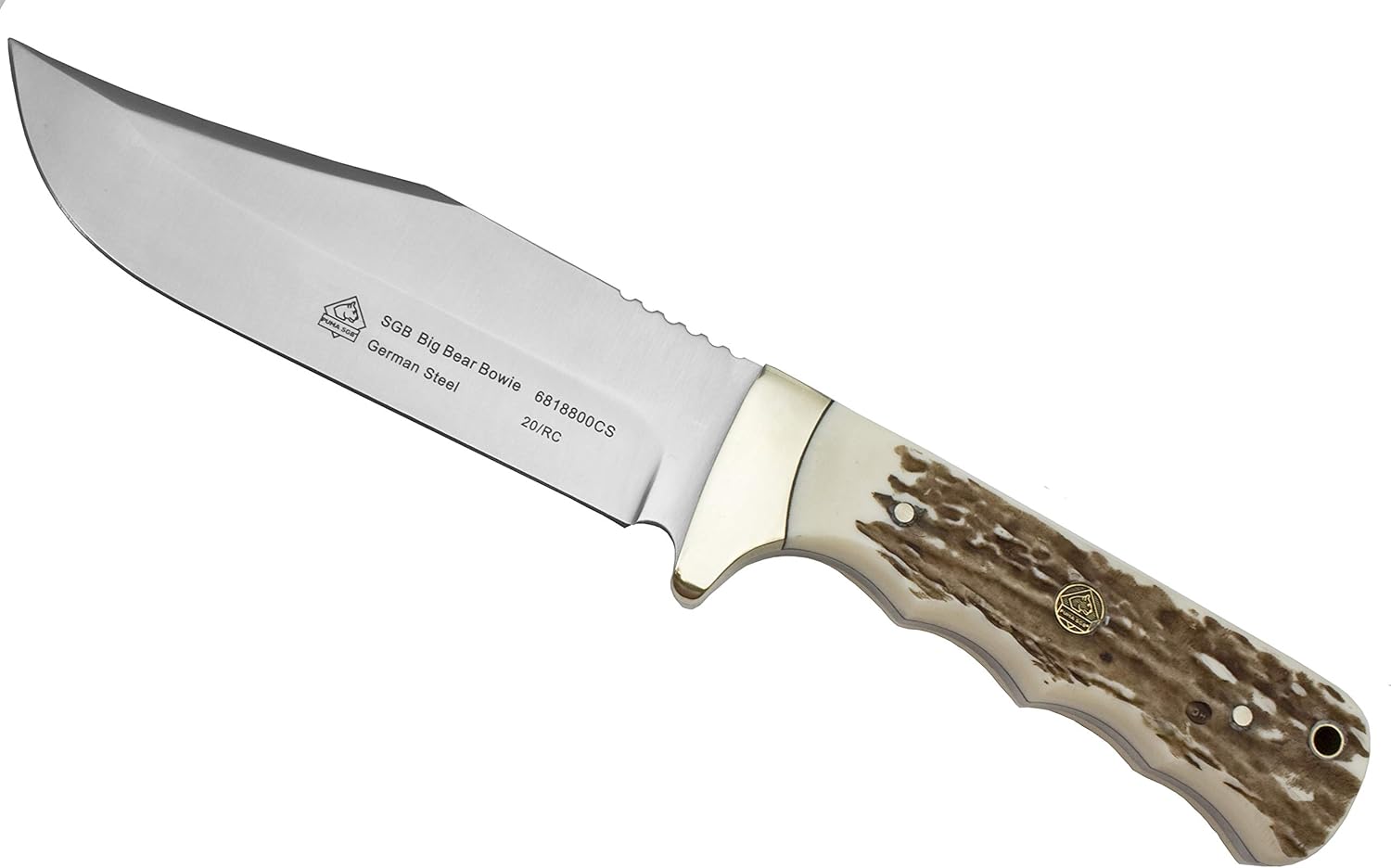 Puma SGB Big Bear Bowie POM Commando Stag Hunting Knife with Leather Sheath