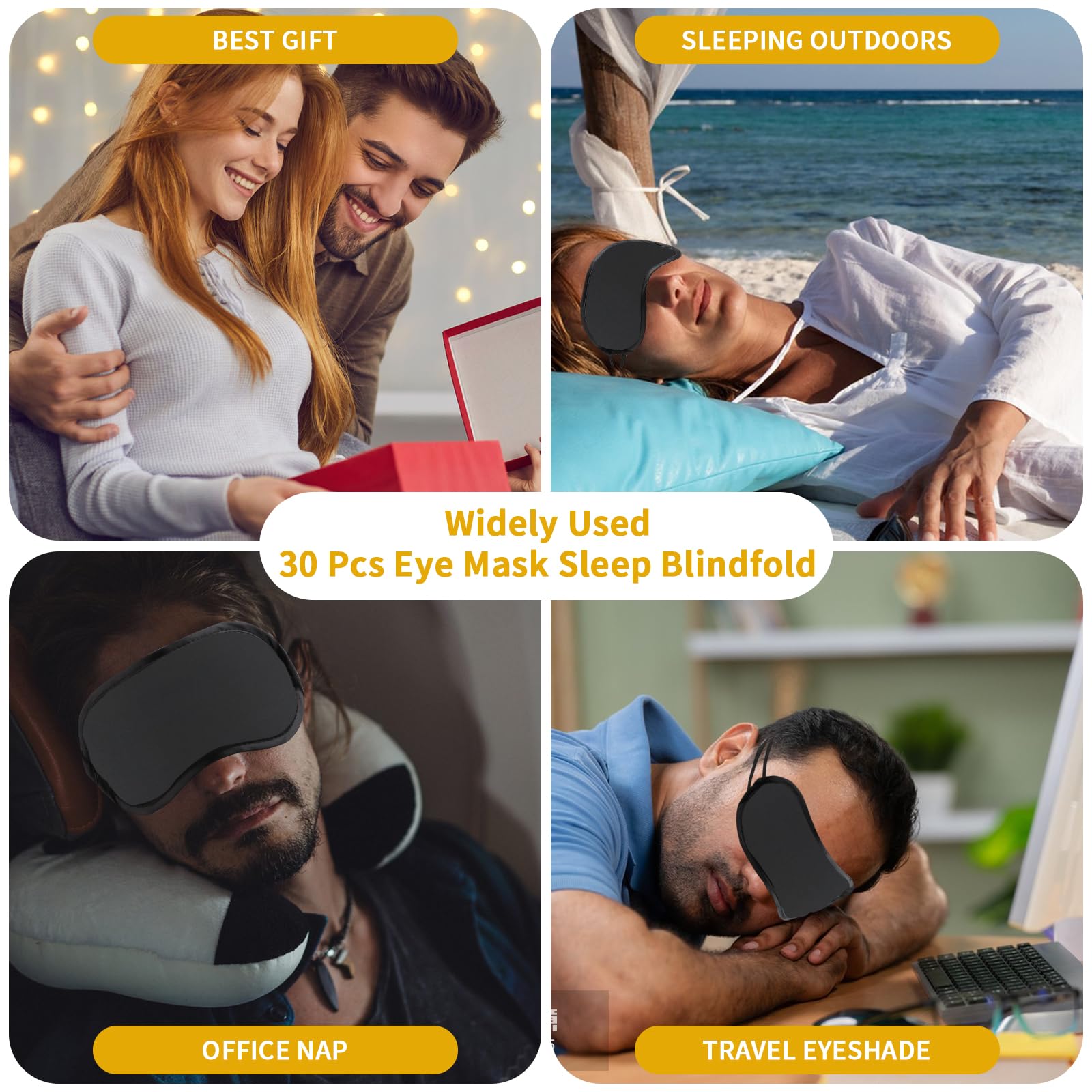 100 antifaz para dormir, cubierta de ojos vendados, máscara de dormir a granel con correa elástica y bolsas con cordón, máscara suave para dormir, cubierta de sombra para ojos, para fiestas,