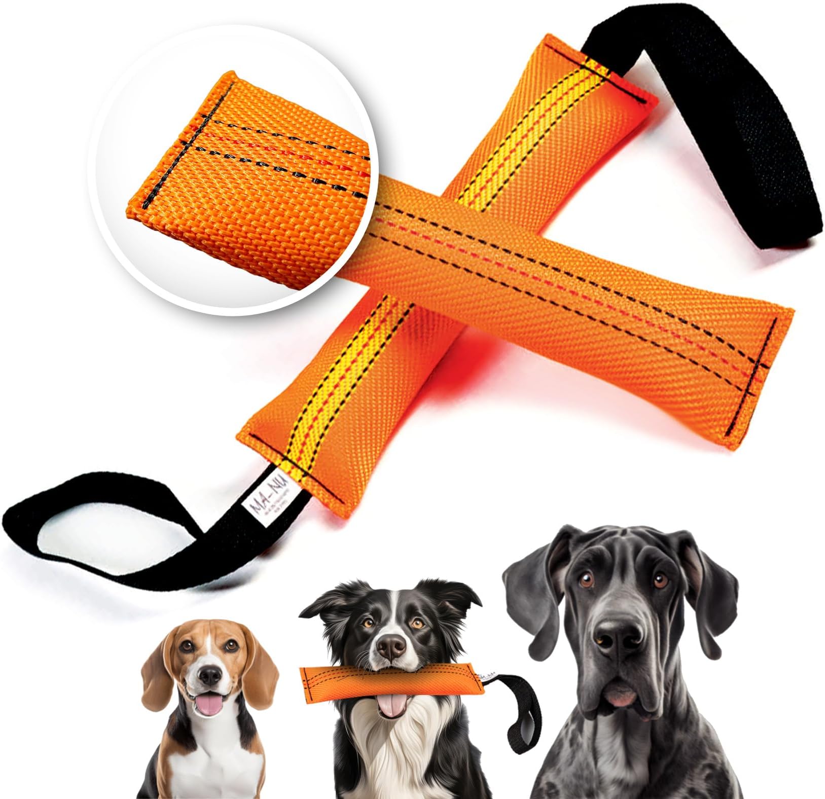 MA-NUInteractive Dog Toy, Heavy Duty Training Toy Designed for Fetch and Tug of War Practice with One Loop (33cm)