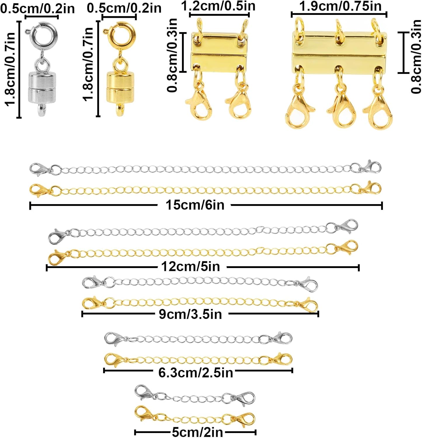 20pcs Magnetic Necklace Extenders & Layering Clasps Set, Durable Jewelry Chain Connectors Magnetic Jewelry Clasps for DIY Craft Gift Necklaces Bracelets Anklets thumbnail
