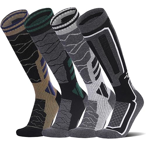 DarkCom 4-Pairs Mens and Women Ski Socks Comfortable,Warm Ski Socks,Snowboarding Socks Breathable