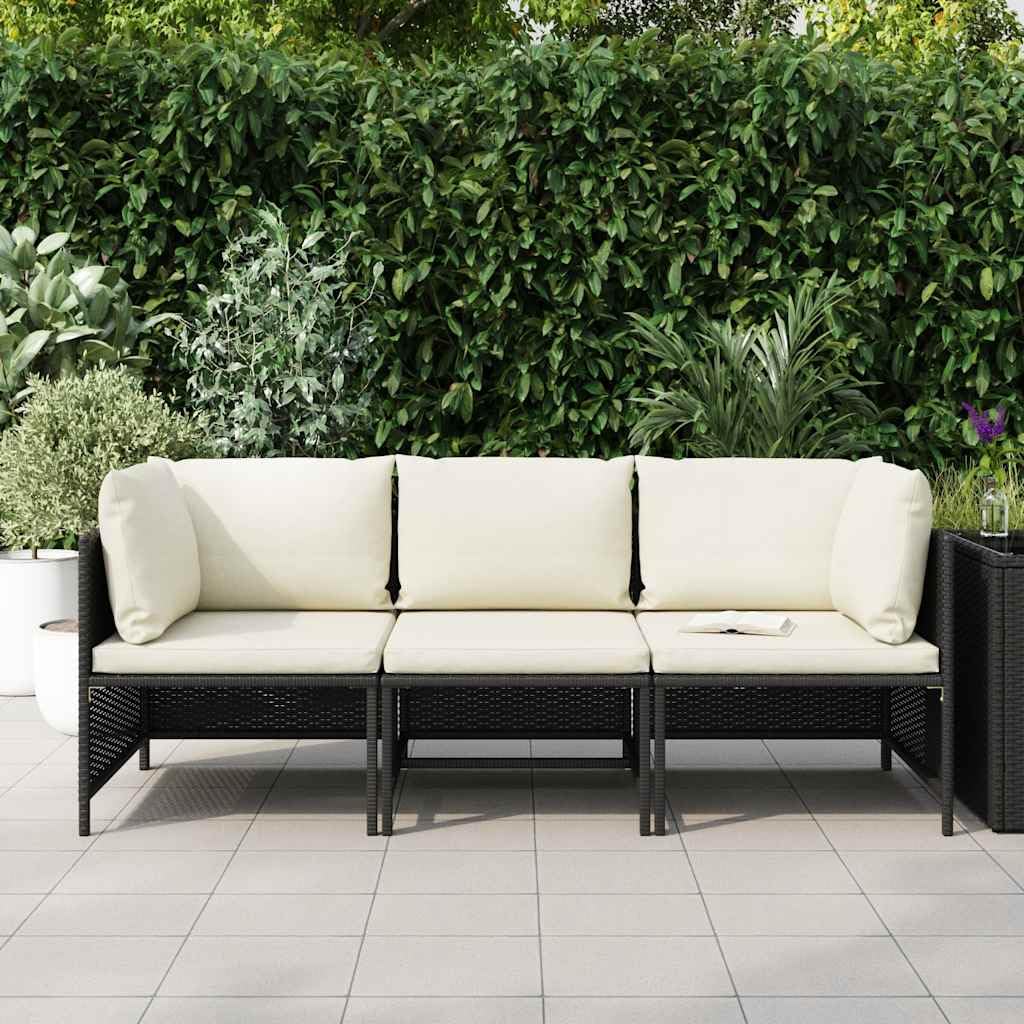 Divano da giardino a 3 posti con cuscini sfoderabili, struttura in acciaio e rattan PE impermeabile per terrazza o patio, mobile da esterno comodo e facile da pulire