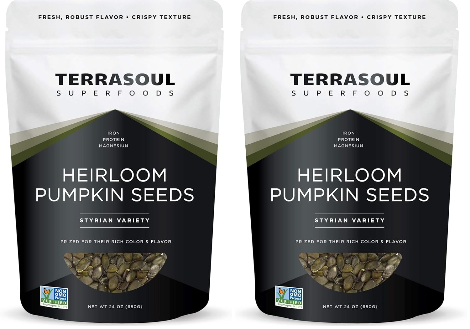Terrasoul Superfoods Organic Heirloom Pumpkin Seeds, 1.5 Lbs - Sourced from Europe, Keto, Raw, Unsalted (Pack of 2)