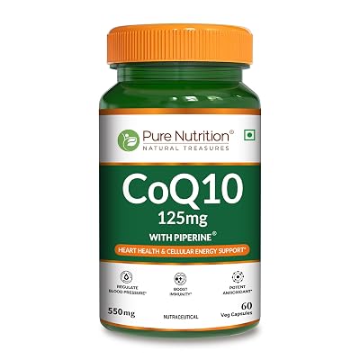 Pure Nutrition Bio Coenzyme Q10 125mg 60 Veg Capsules, High Absorption CoQ10 Supplement with Bioperine® & Arjuna Extract