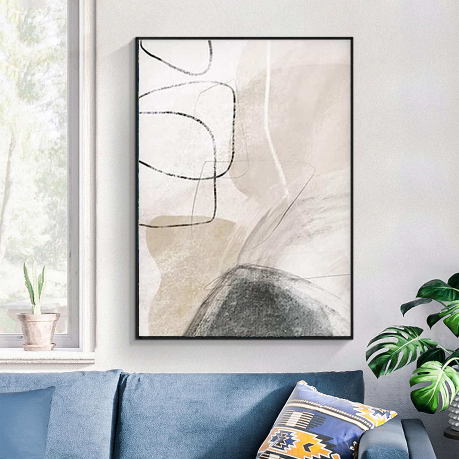 PYNVDD Canvas Poster Moderne Minimalistische Abstracte Kunst Poster Set Boheemse Poster Geometrische Wanddecoratie Zonder Lijst (Afbeelding-7,50 x 70 cm x 3