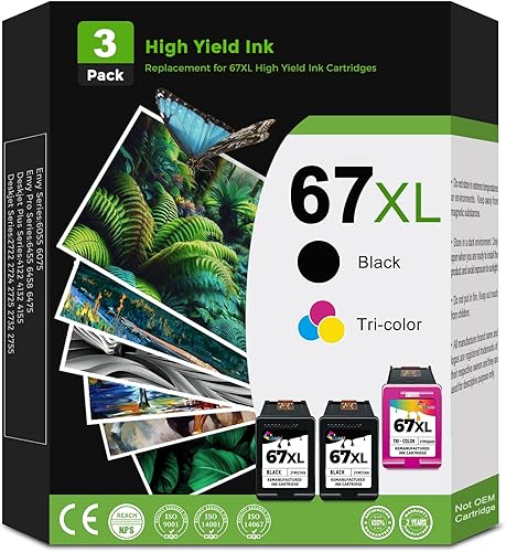 Cartucho de tinta remanufacturado de repuesto para HP 67XL 67 XL HP67 HP67XL Combo de color negro para 2700 2700e 2752 2752e 2742e 2755e 4100 4100e