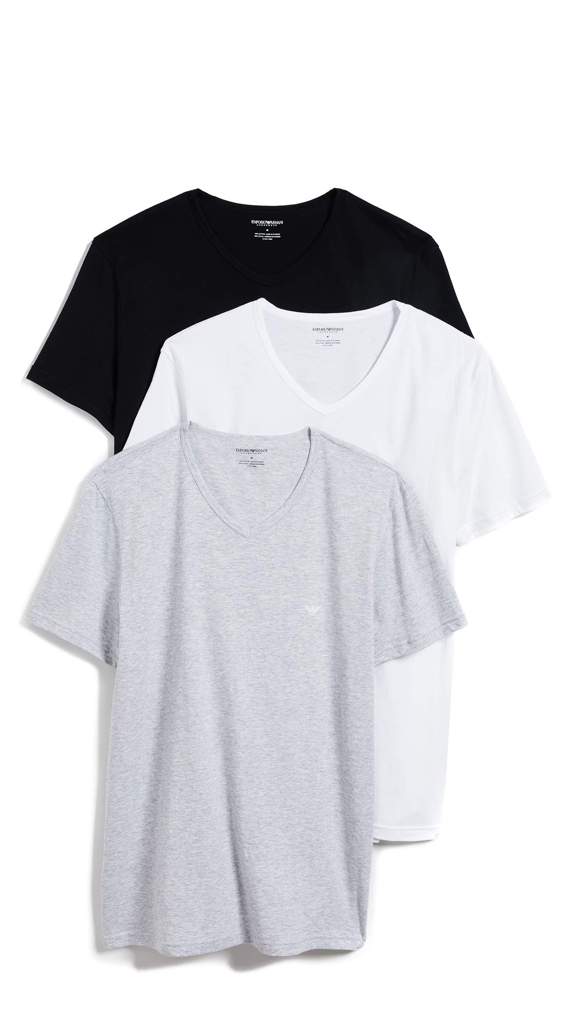 Emporio Armani Pure Cotton Men's 3 Pack V-Neck T Shirt