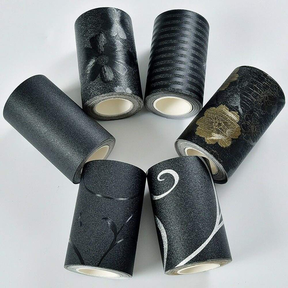 YM YOUMU Selbstklebende Tapetenbordüre 5m - Dunkelgrau 20cm Breite