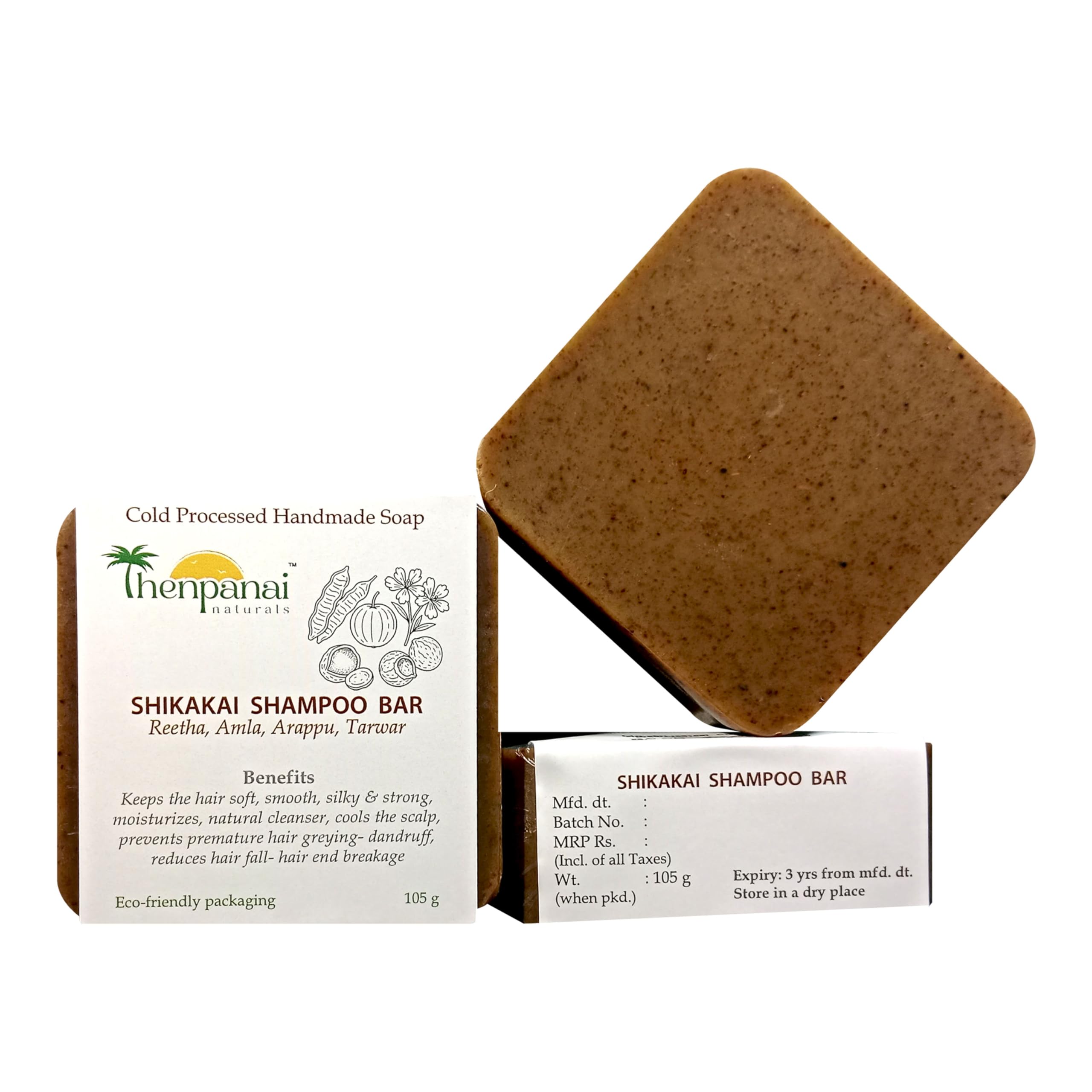 Shikakai Shampoo Bar | Herbal Hair & Body Care | Handmade Soap | Shikakai Reetha Amla Soap | For Soft- Silky Hair | No Premature Greying | Anti-Dandruff Shampoo Bar | Cold Processed | Pack of 1 (105 g each) (1)-image-20