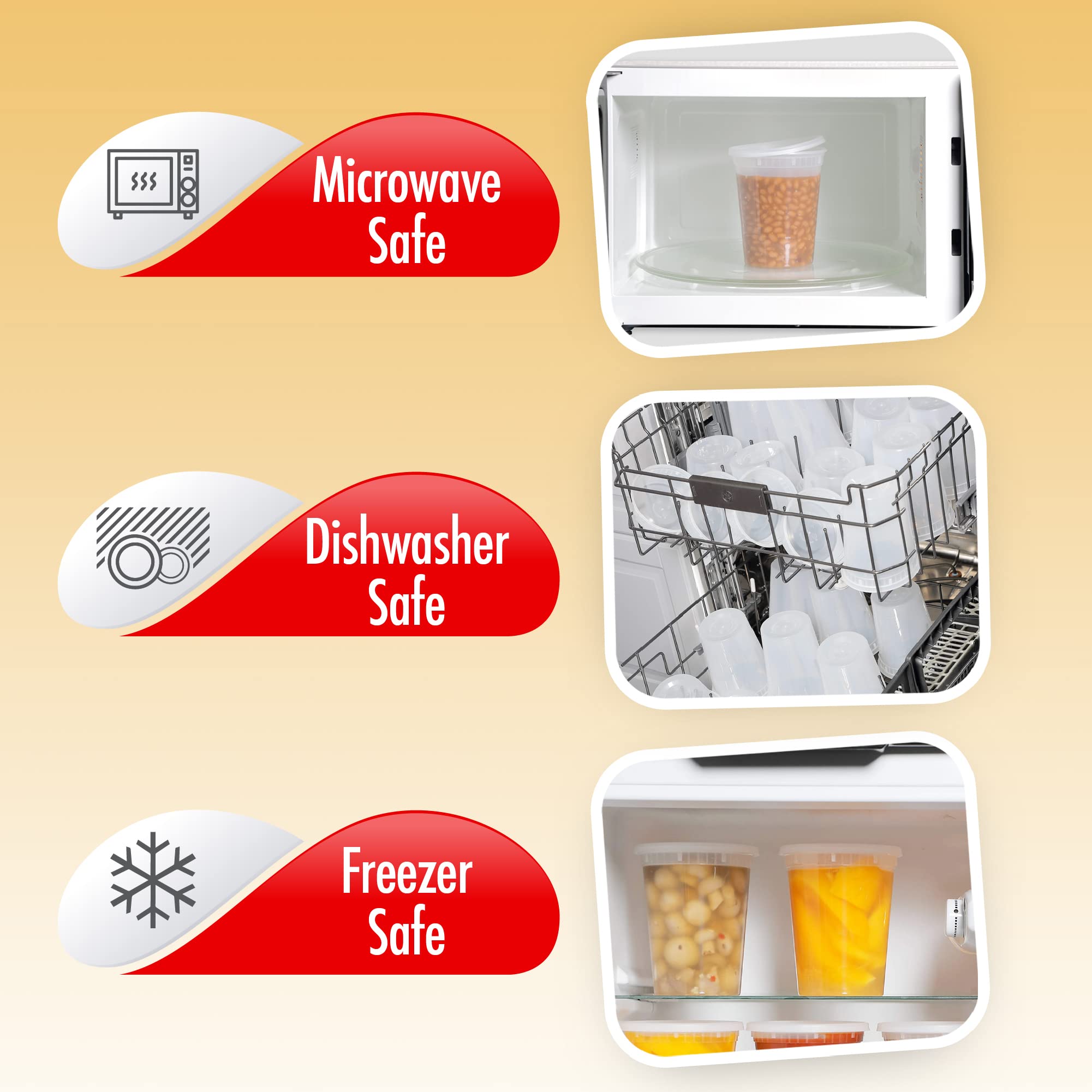 32oz-Deli Containers with Leakproof Lids-50 Pack BPA-Free Plastic Microwaveable Clear Food Storage Container Premium Heavy-Duty Quality Freezer & Dishwasher Safe product thumbnail 7