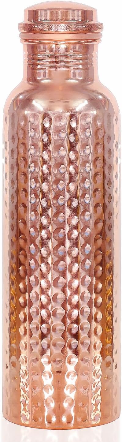 Copper Water Bottle - 34 Oz, Handcrafted Ayurvedic, Leak Proof, Wide Mouth, Made with Pure Copper
