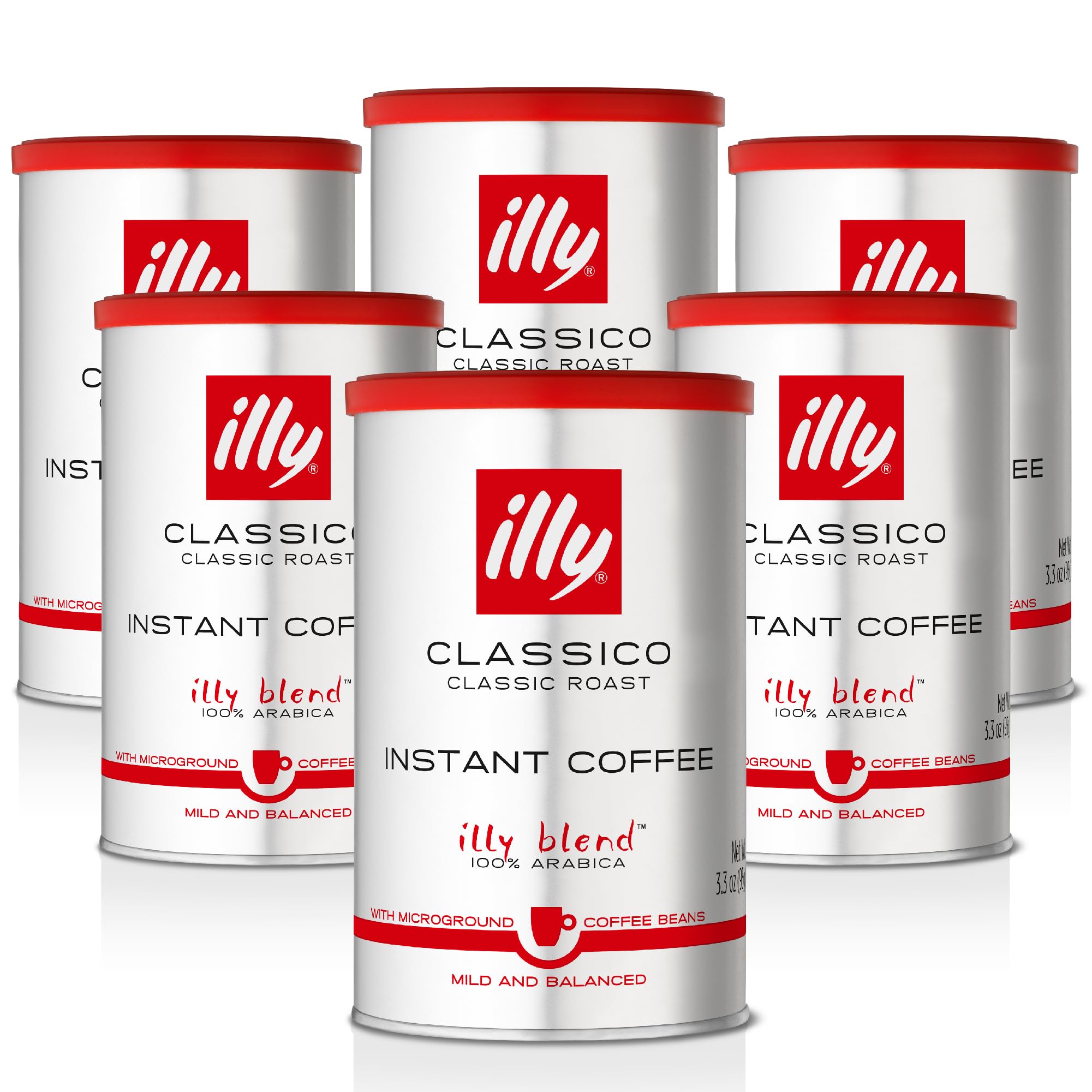 illyCoffee - Instant Coffee - Classico Medium Roast - 100% Arabica Coffee - Smooth Taste - Ideal for Americano Coffee - 95g x 6