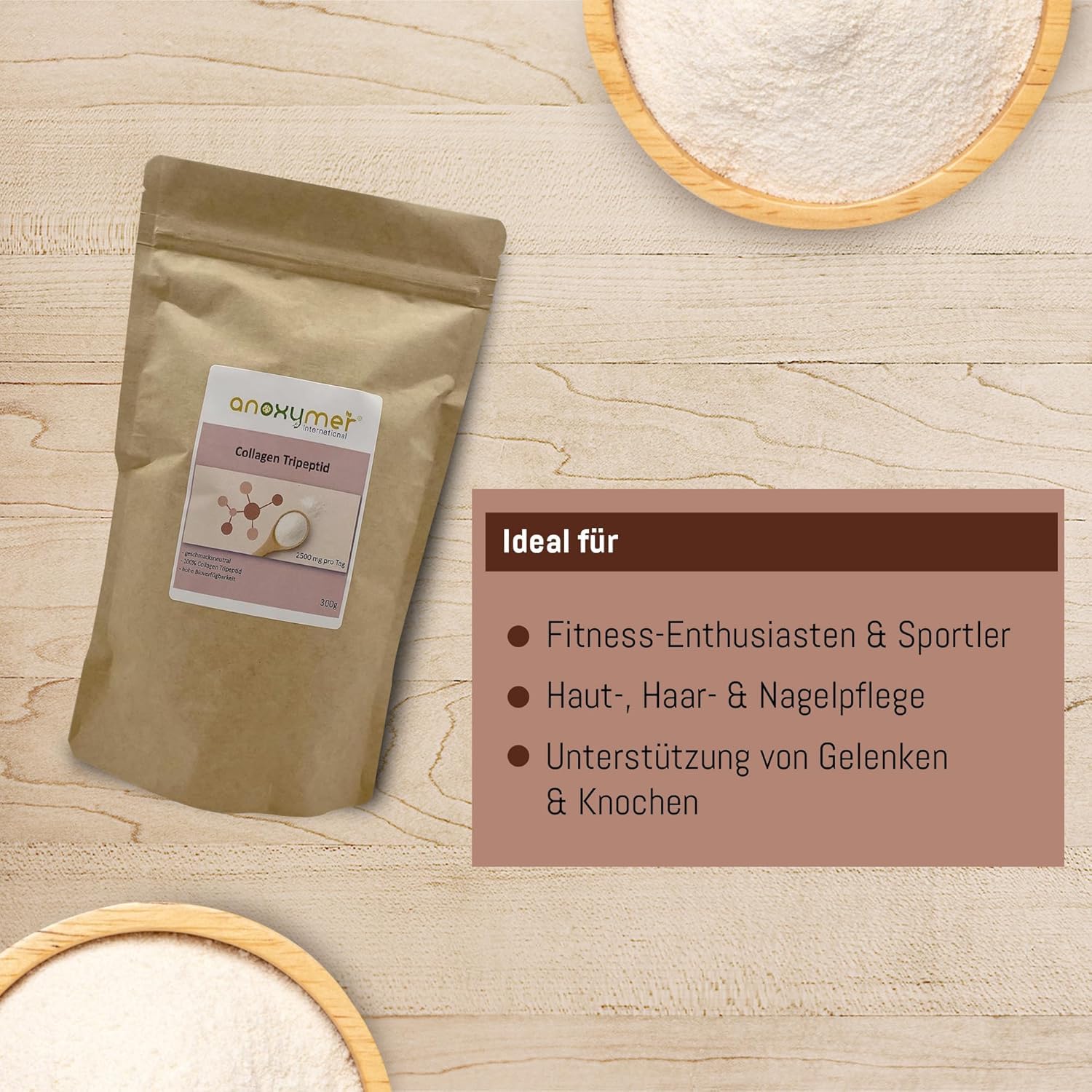 Collagen Hydrolysat - Tripeptid - Gute Löslichkeit - geschmacksneutral - ohne Zusätze - vom Rind - hohe Bioverfügbarkeit - nur 2,5g pro Tag (1 Teelöffel) (800g)
