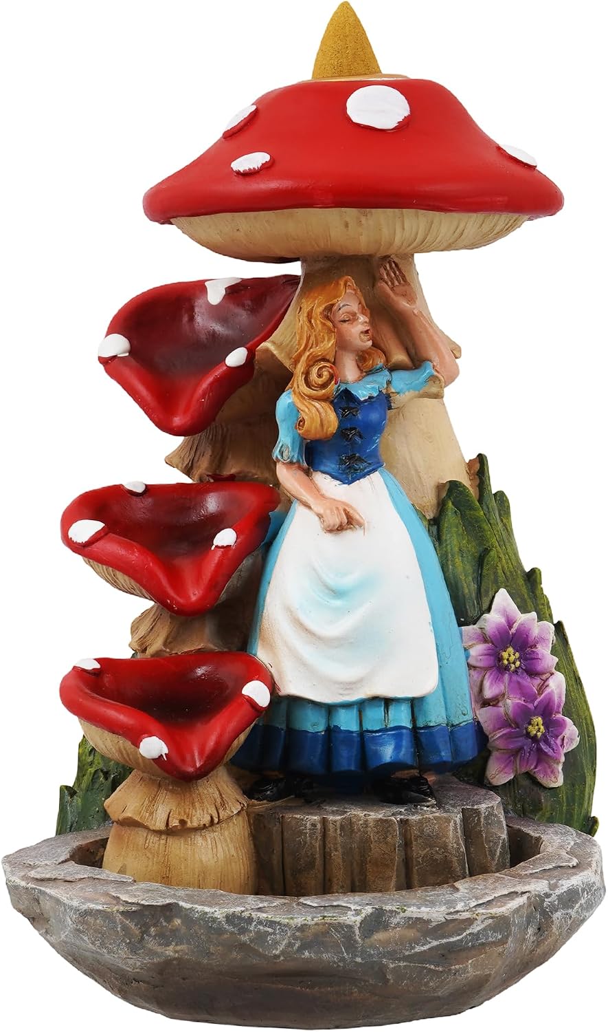 Fantasy Gifts Alice & Mushroom Backflow Burner – 7 Inch Fantasy Waterfall Décor Accent | Whimsical Alice-Inspired Tabletop Decoration for Meditation & Themed Home Décor
