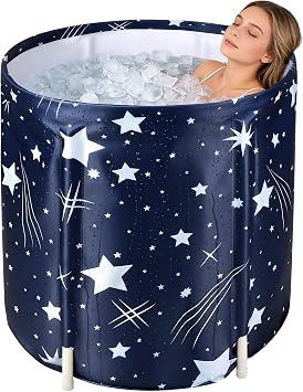 Portable Bathtub Folding Bathtub for Adults Kids SPA Bath Tub for Camping Portable Bathtub Vinyl Pool Home Bathtub Shower Bucket Starry Sky B, 70*65cm