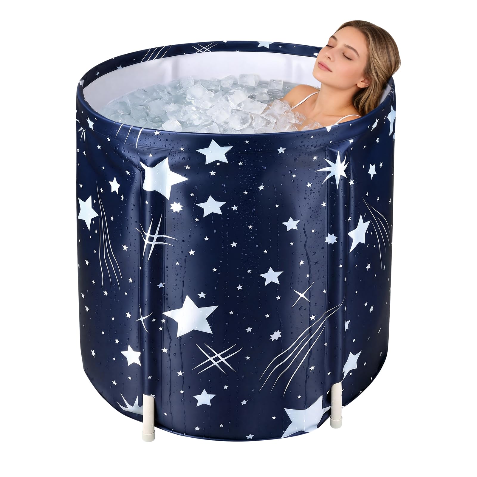 Portable Foldable Bathtub, Separate Family Bathroom SPA Tub, Soaking Standing Bath Tub for Shower Stall, Efficient Taintenance of Temperature, Ideal for Hot Bath Ice Bath (Blue B) — image 1