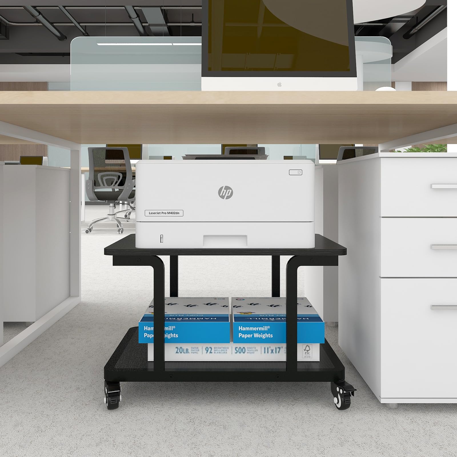 PUNCIA Supporto per stampante laser a 2 livelli con ripiano portaoggetti Supporto per fotocopiatrice mobile