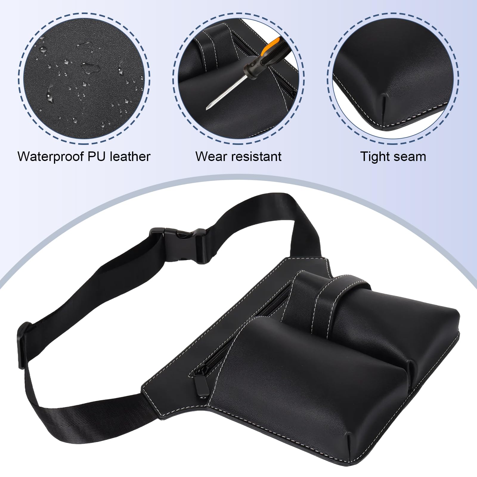Marsupio Porta Forbici Parrucchiere,Borsa da Barbiere in Pelle PU,Cintura per Forbici Parrucchiere,Organizzatore per Parrucchieri e Truccatori,Borsa Professionale per Forbici,Borsa Strumenti da Salon