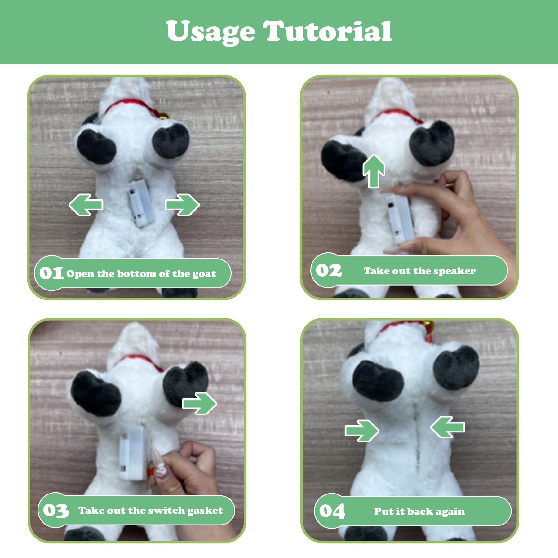 RLOMUTE 11.8" Standing White Goat with Bell Toy Stuffed Animal Cute Soft Makes Funny Screaming Goat Sounds Stress Relief Funny Gag Gift for Friends Coworkers (White Standing) - Image 4