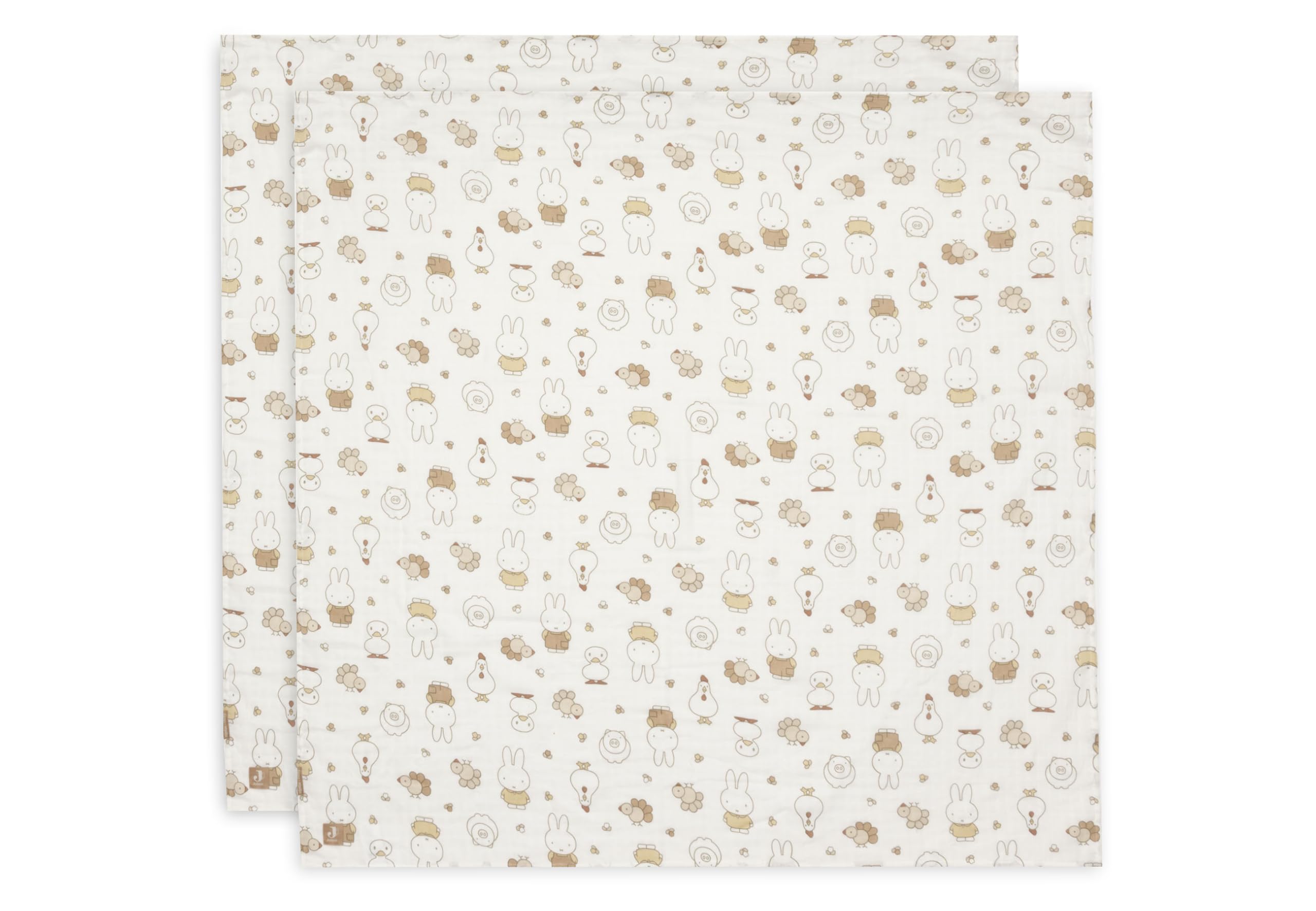Jollein Muslin Cloths - Miffy Family Farm - 115x115cm - 2 Pack - Muslin Baby Blanket - 100% Cotton - Baby Burp Cloths - OEKO-TEX Certified