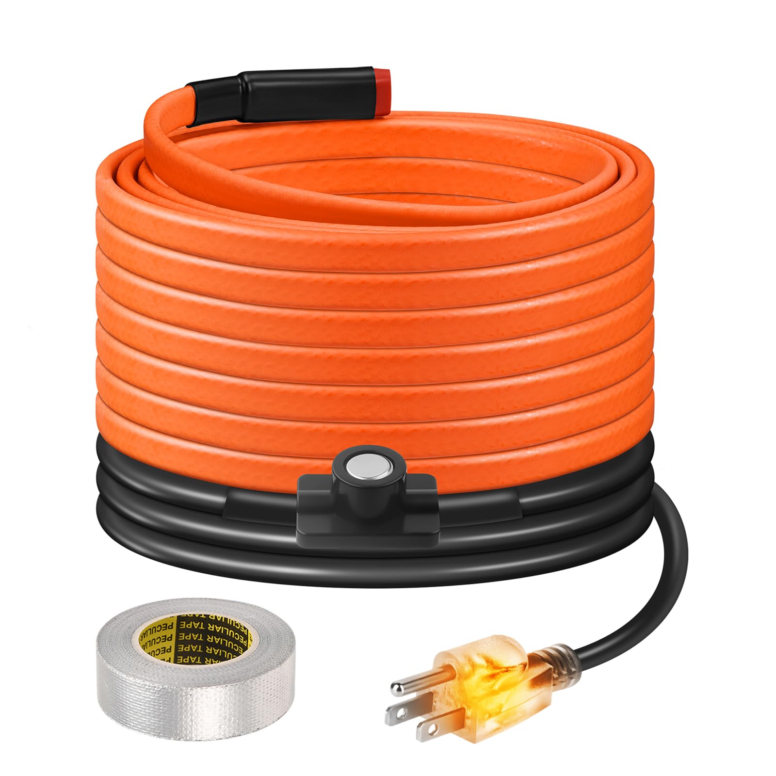 18FT Heat Tape for Water Pipes Freeze Protection IP65 Waterproof 7W/FT 110V BDDFOTO Water Pipe Heat Cable With Thermostat Self-Regulating Pipe Heater for House Garden/RV Camper