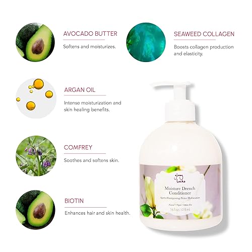 Miniatura 3 de 100% PURE Cerraduras brillantes acondicionador húmedo (16 onzas líquidas), acondicionador sin sulfatos, repone la humedad y el brillo,