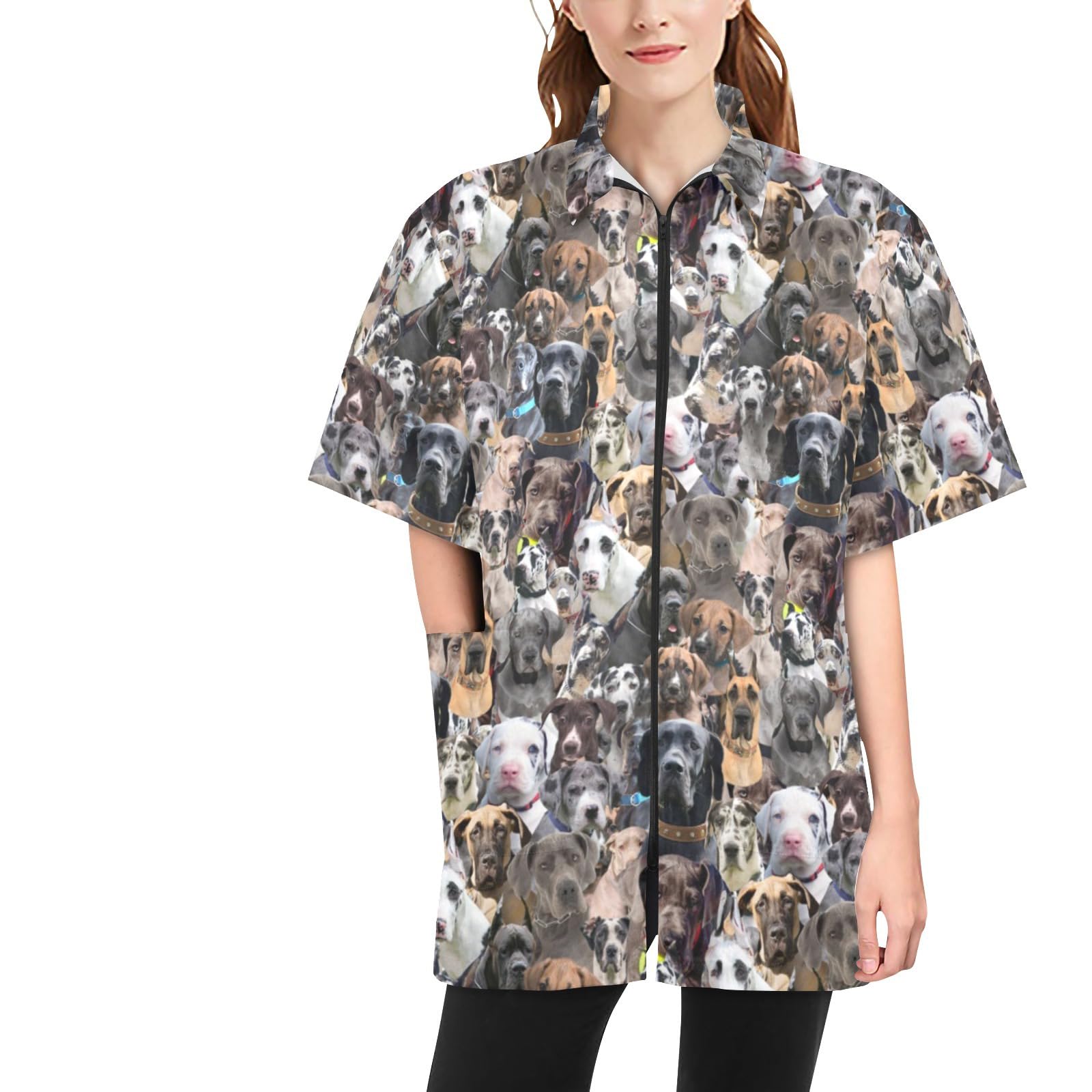 COWCUTE Great Dane Print Jackets for Pet Groomer Barber, Water Resistant Smock Dog Grooming Jacket, Great Dane Lover Gifts