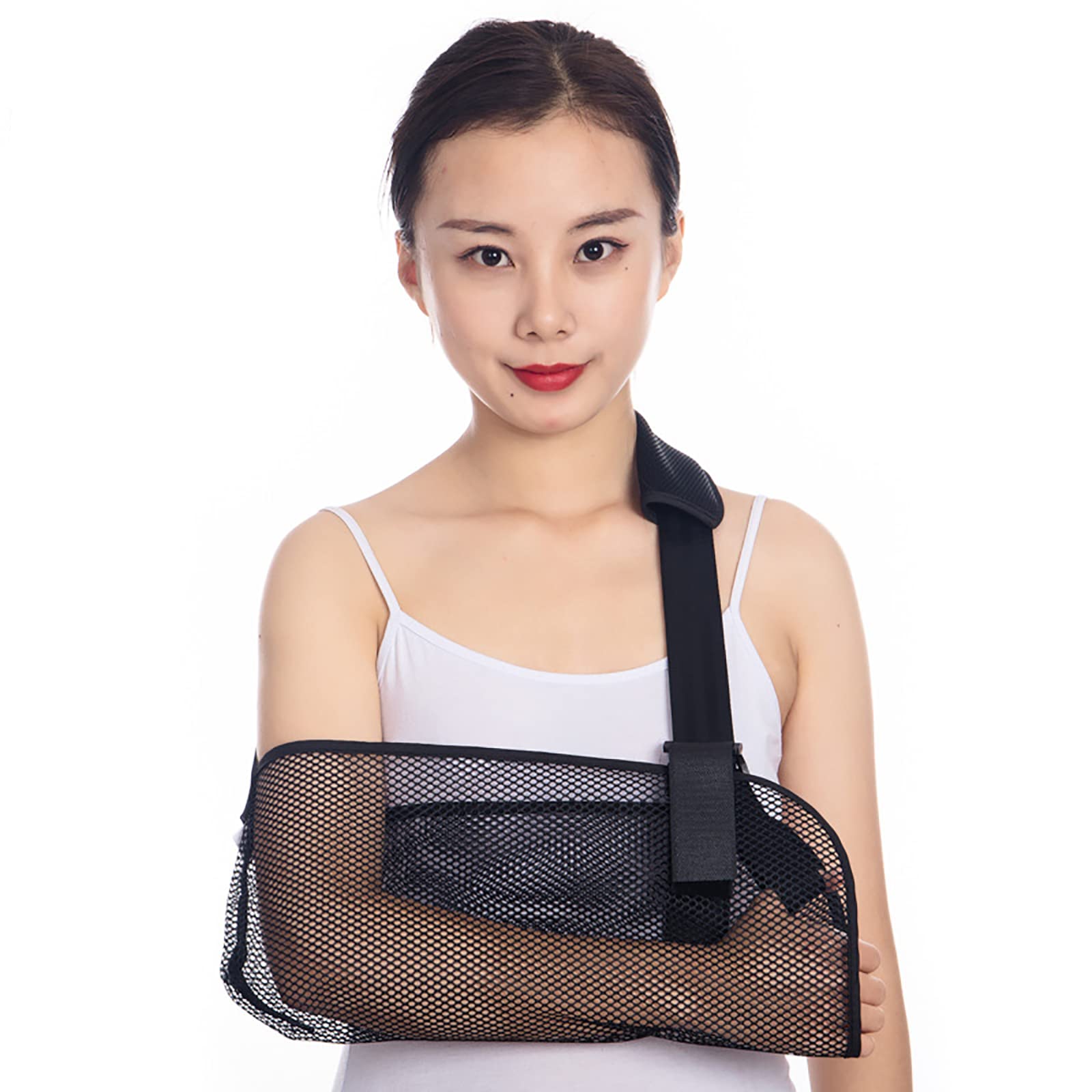 Inmovilizador médico de Hombro con Cabestrillo de Malla para Brazo para Ducha Soporte de Brazo Ajustable para lesión en el Manguito rotador Roto - Cabestrillo de Ducha para Codo,L