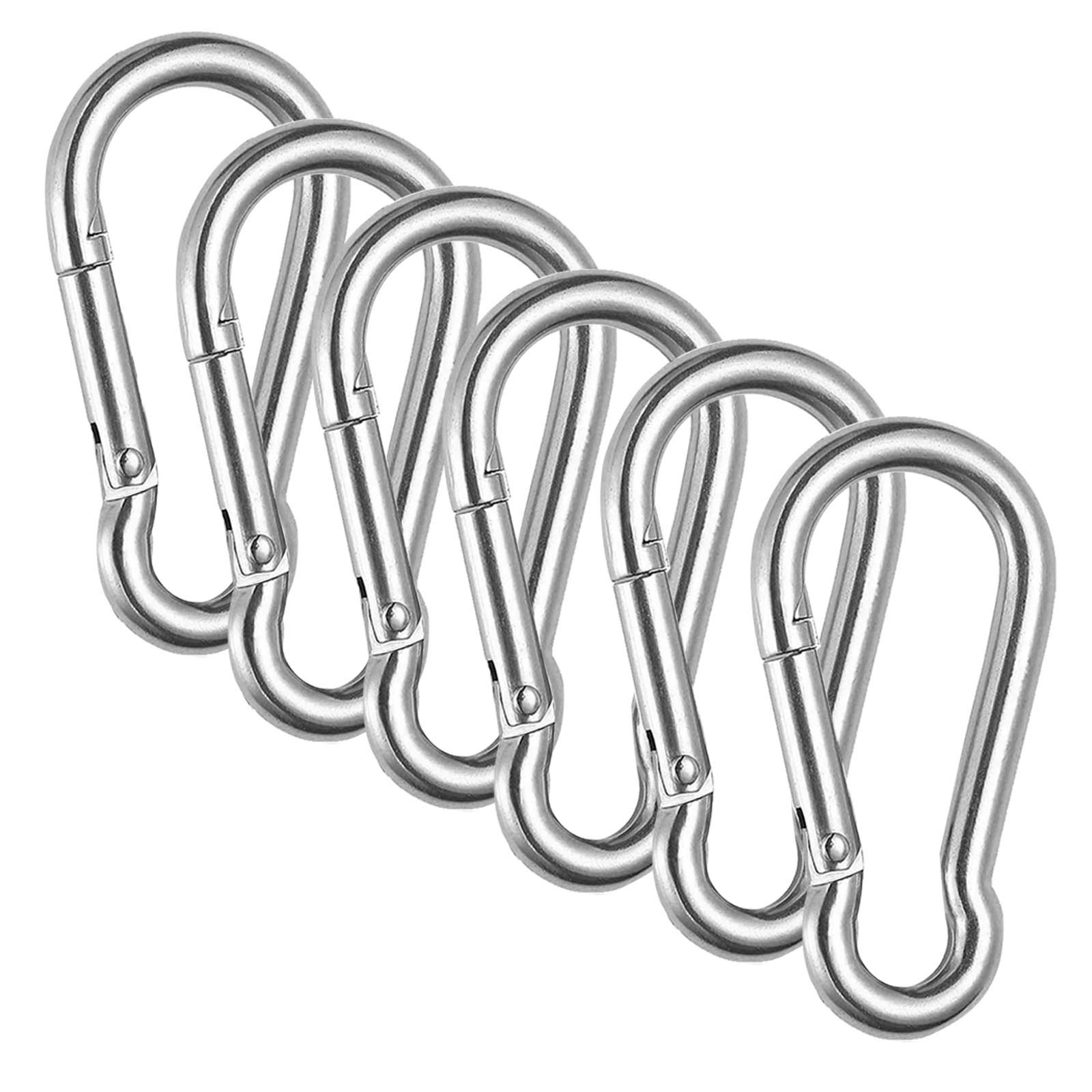 HXHLYH Marine Grade 316 Stainless Carabiner Clip 3 Inch Heavy Duty Stainless Steel Spring Snap Hook Carabiner sclimbing Used for Gym, Camping Hiking Keyclip(6 Pack)