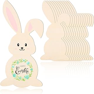 16 Inch Easter Wooden Bunny Cutouts Unfinished Wooden Bunny Cutout Easter Rabbit Cutouts for Easter Crafts Easter Spring Decorations Classroom Spring Decor Craft and Year-Round (12 Pieces)