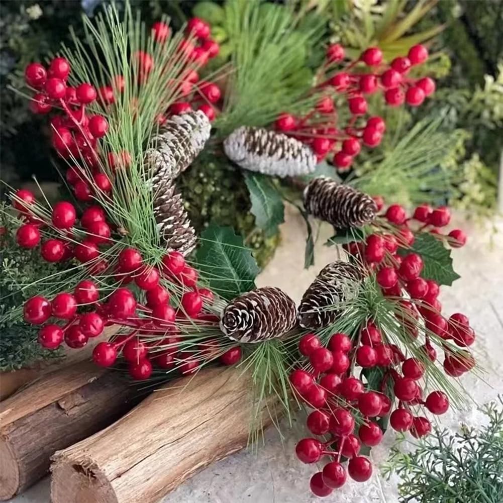 1000 Pezzi di Bacche realistiche con Gambo, Bacche Artificiali Piccole da 1,2 cm per centrotavola, Decorazione per la casa, Festa Invernale, Fai da Te, Argento