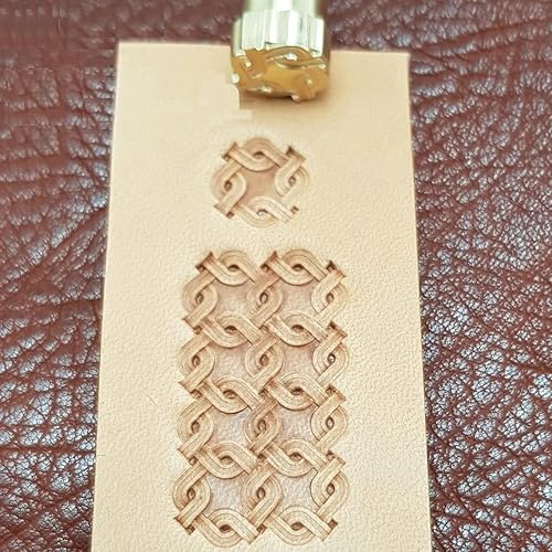 Miniatura 5 de DandS ltd Herramienta de sello de cuero de tejido de cesta, herramienta profesional de artesanía de metal para trabajos de cuero, relieve, tallado