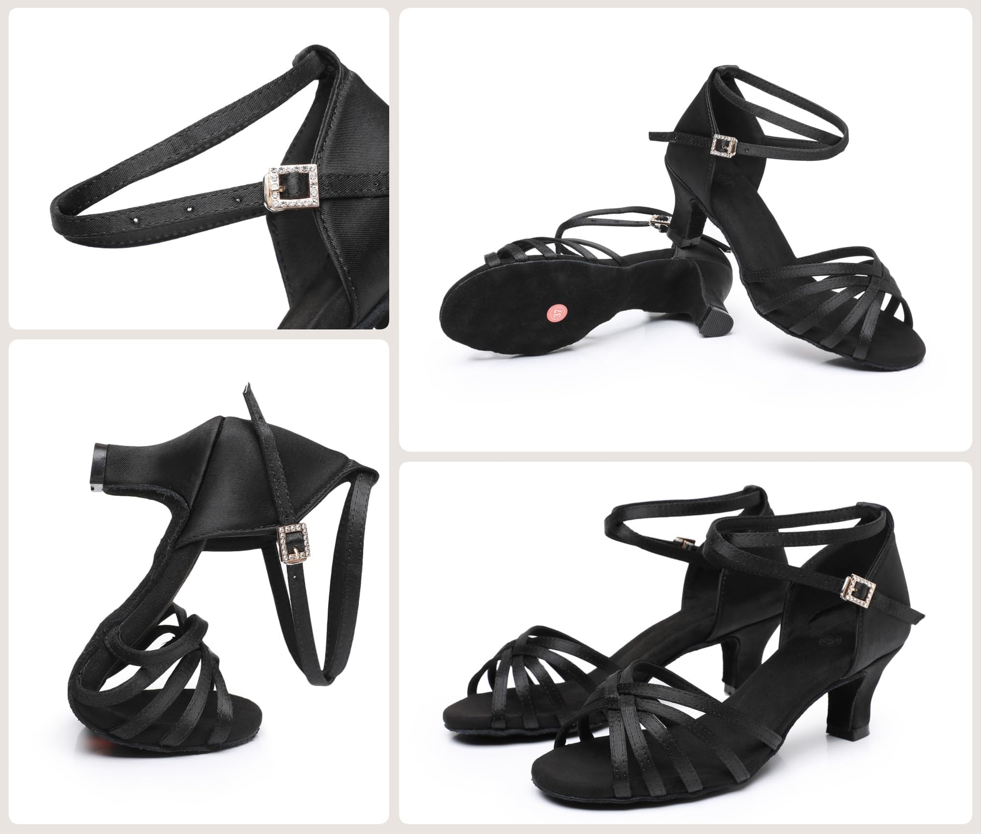 Rosefinch Scarpe da Ballo Latino per Le Donne Nero Professionale Scarpe da Ballo Sala da Ballo Partito Salsa Danza Pratica Prestazioni Scarpe Taglia（A01G）