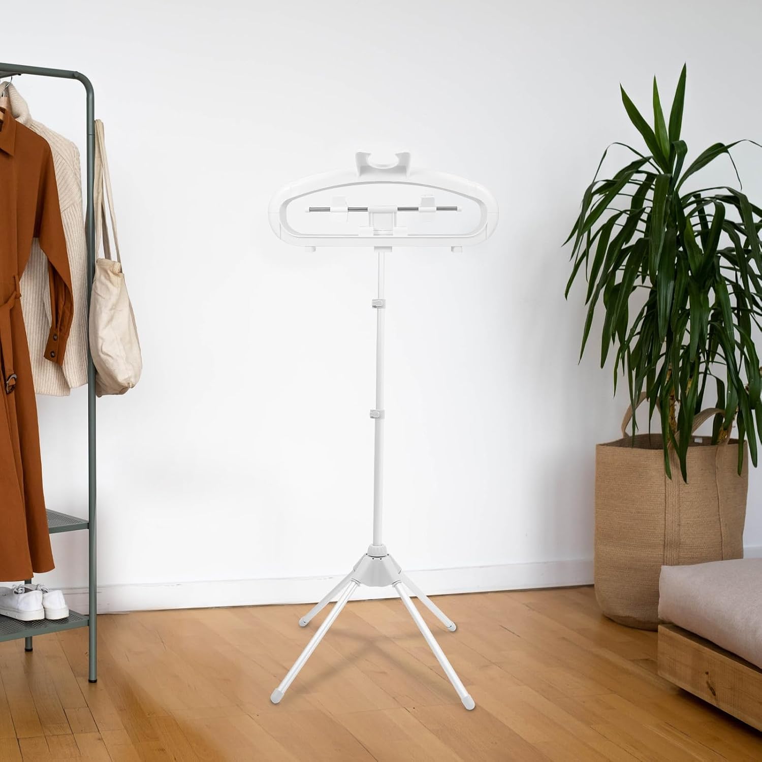 Garment Steamer Rack Clothes Hanger with Clips, White Plastic