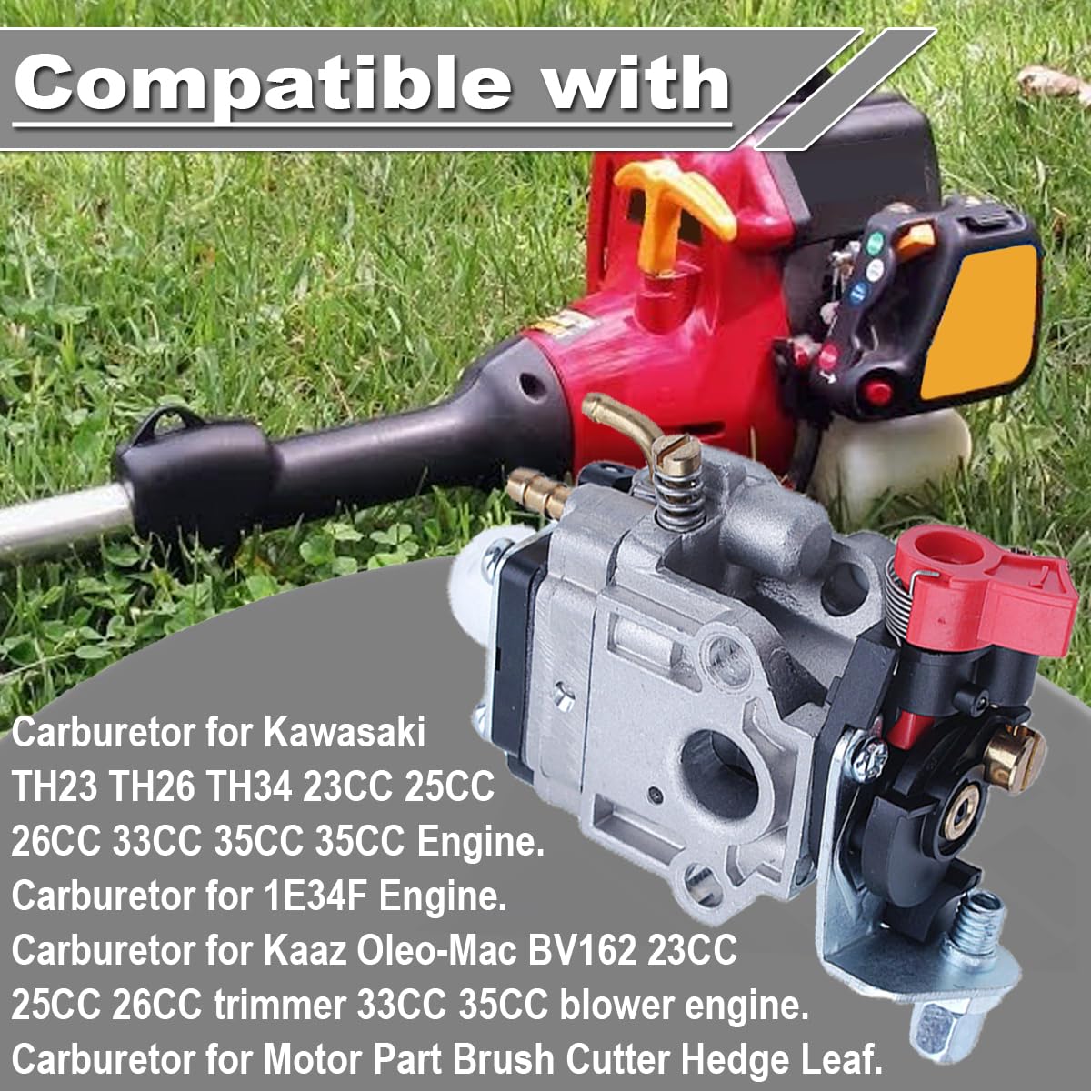 ZAMDOE Carburateur pour Kawasaki TH23 TH26 TH34 23cc 24cc 25cc 26cc 35cc P11 1E34F 11mm Carb Moteur Remplacement Pièce Moteur Débroussailleuse Taille-haie Souffleuse de Feuilles