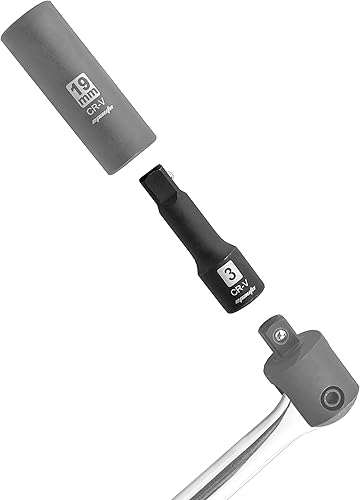 Miniatura 7 de EPAuto Juego de llaves SAE de impacto profundo de 1/2 pulgada, Cr-V, 6 puntos, 11 enchufes + barra de extensión de enchufe de impacto de 1/2