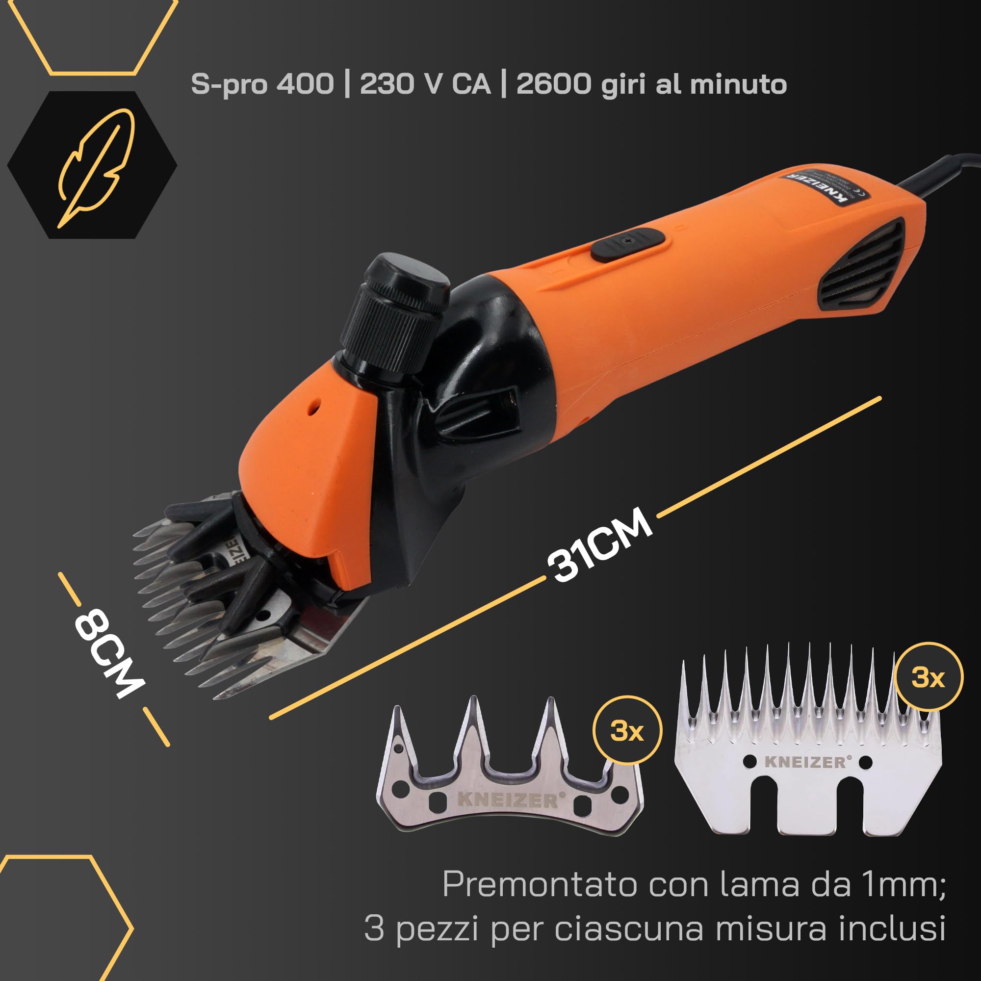 Tosatrice elettrica per pecore Set completo lame intercambiabili motore potente silenziosa